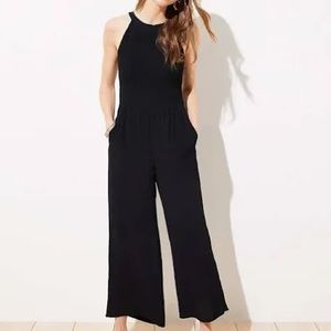 NWT LOFT women’s black high neck wide leg jumpsuit. Size 10